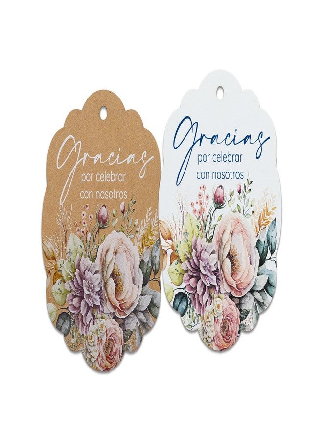 Summer-Ray.com Summer-Ray 50pcs Floral-Themed Floral Bouquet Gracias Spanish Wedding Favor Gift Tags (White) - Image 4